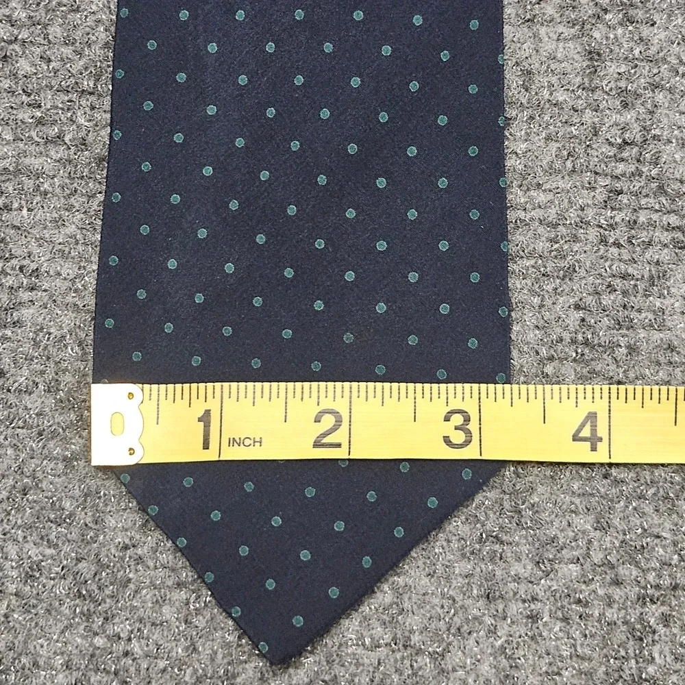 Cedrics All Silk Handmade Italy Tie Navy Blue Teal‎ Polka Dot Preppy Classic